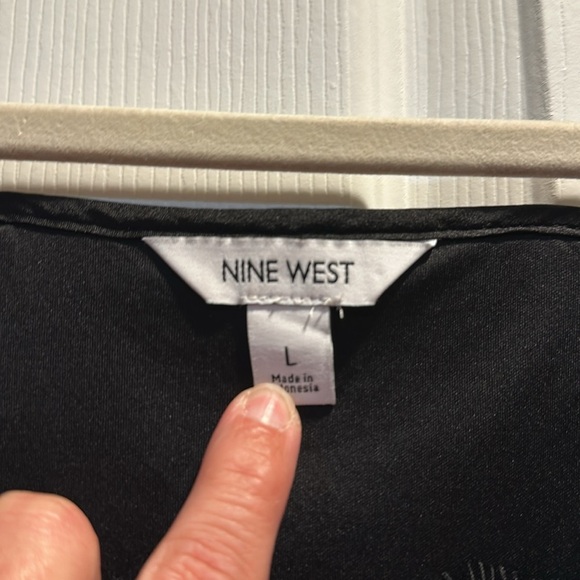 NWT! Nine West Black Sequin Lace Trim Racerback Cami Tank Top L - Picture 3 of 10